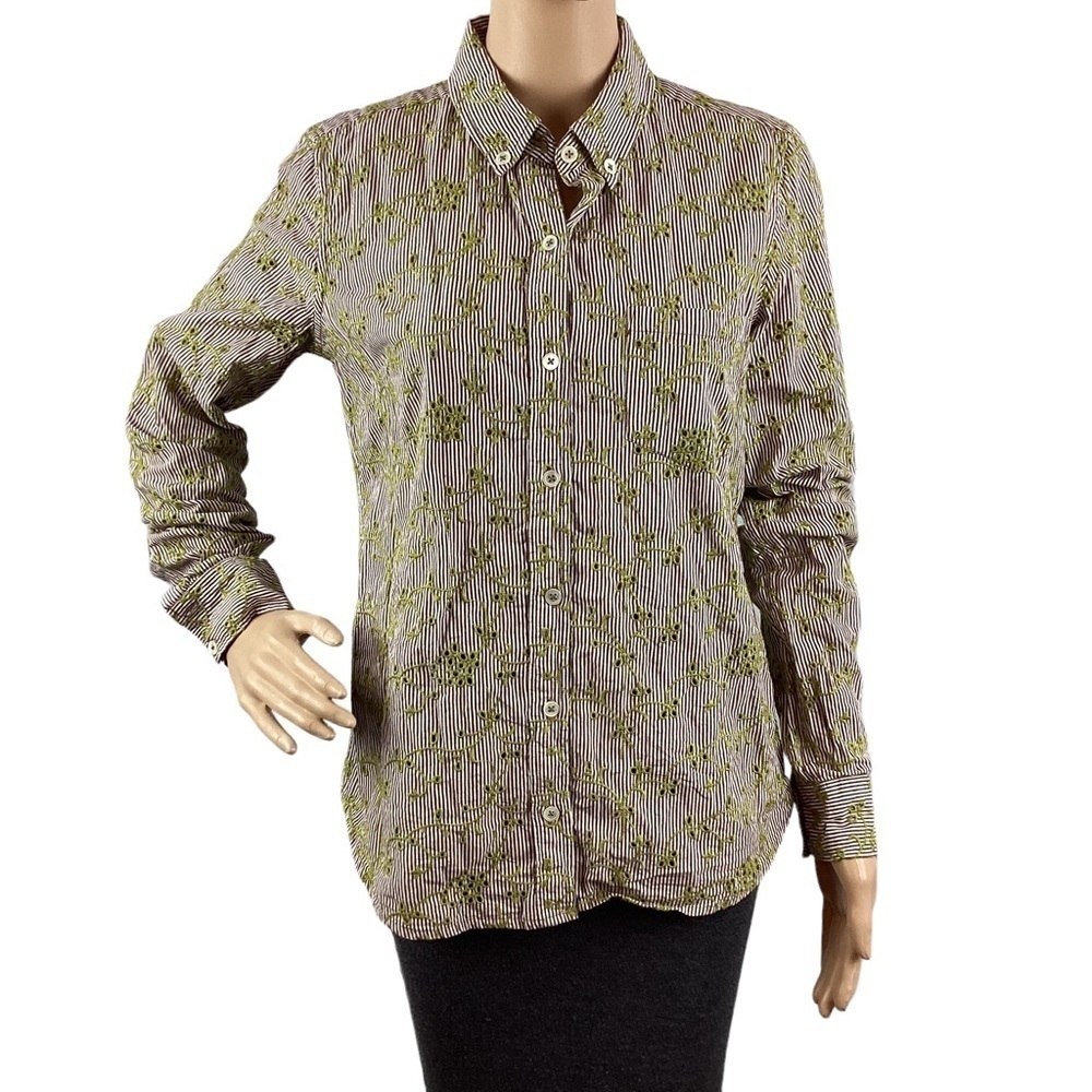 Anthropologie Odille Button Down Top Size 10 Multicolor Stripe